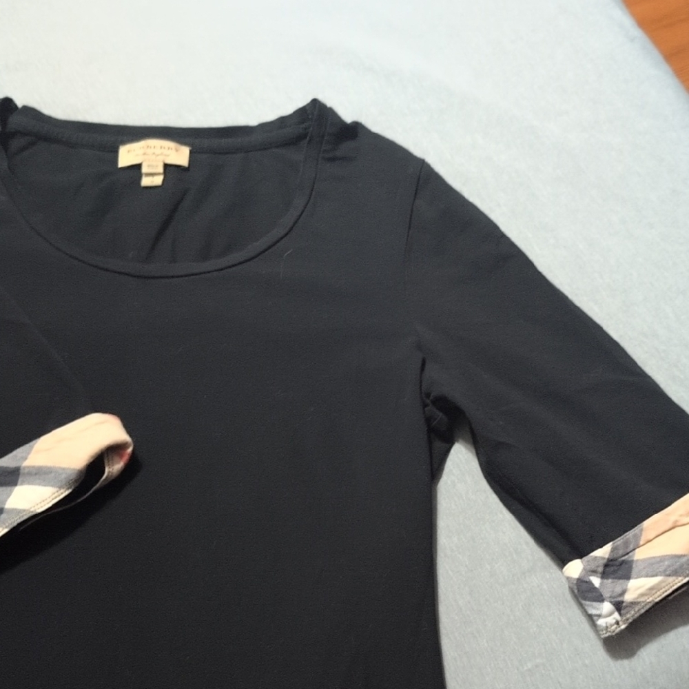 Burberry Black Top with Checkered Cuffs